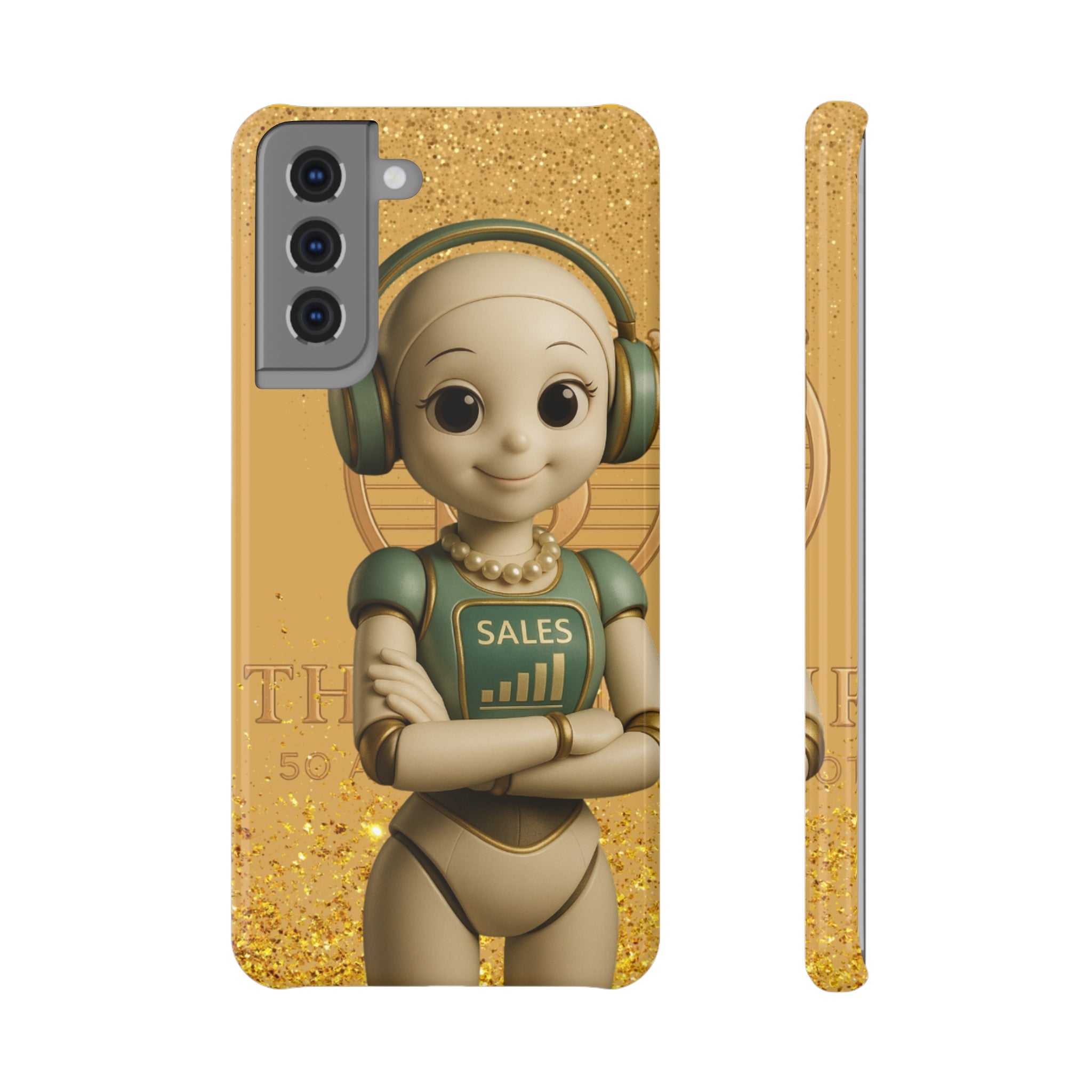 Slim Snap Case with Cheerful Sales Robot Design | Cute Phone Case, Trendy Gadget Cover, Gift for Entrepreneurs, Unique Tech Accessory