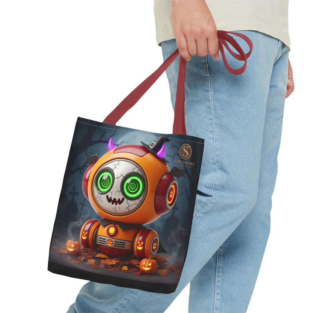Spooky Robot Tote Bag - Halloween Vibes, Trick or Treat, Gift Bag, Eco-friendly, Everyday Use, Festive Shopping
