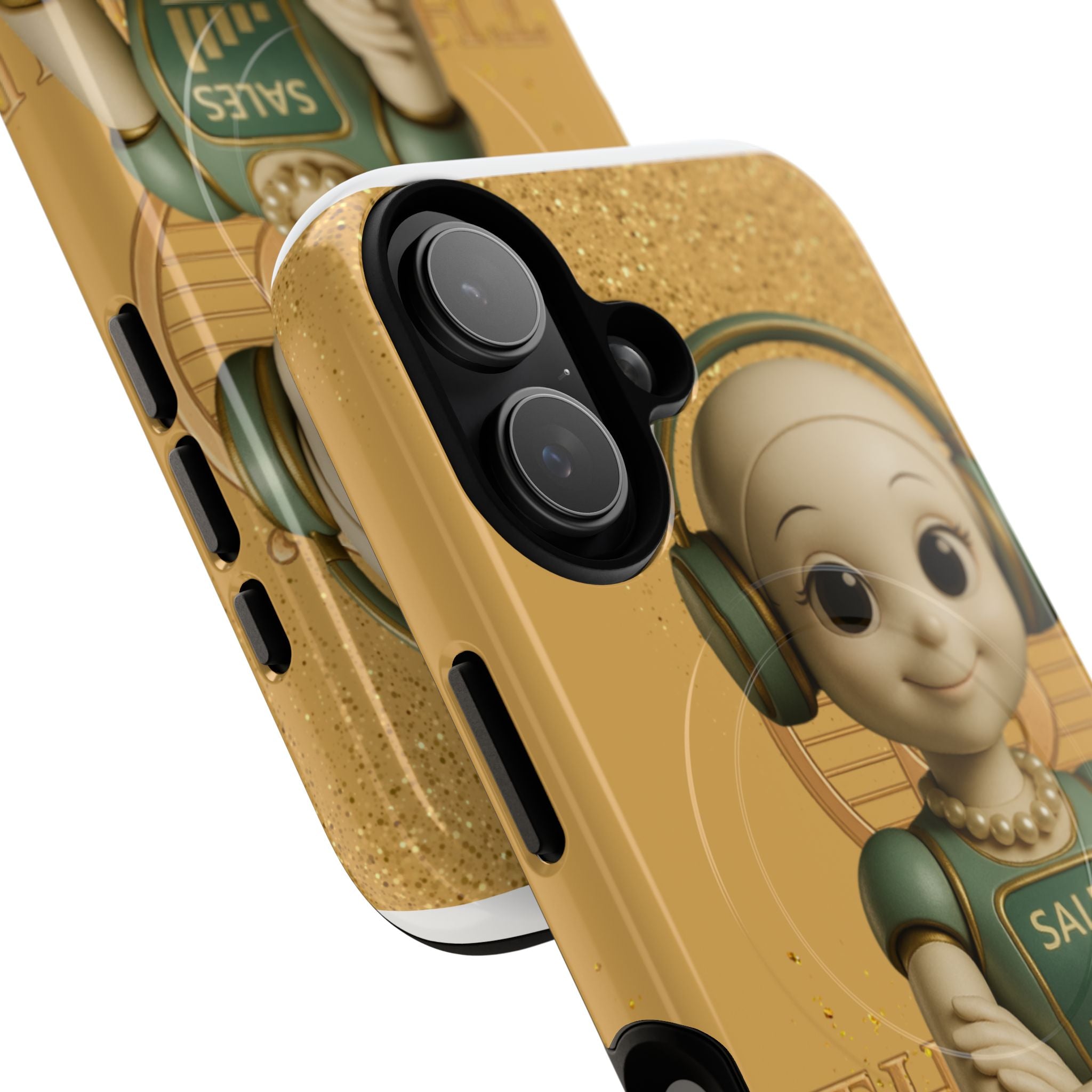 Stylish Tough Magnetic Phone Case with Sales Robot Design, Fun Gift for Tech Lovers, Special Occasion, Unique Accessory