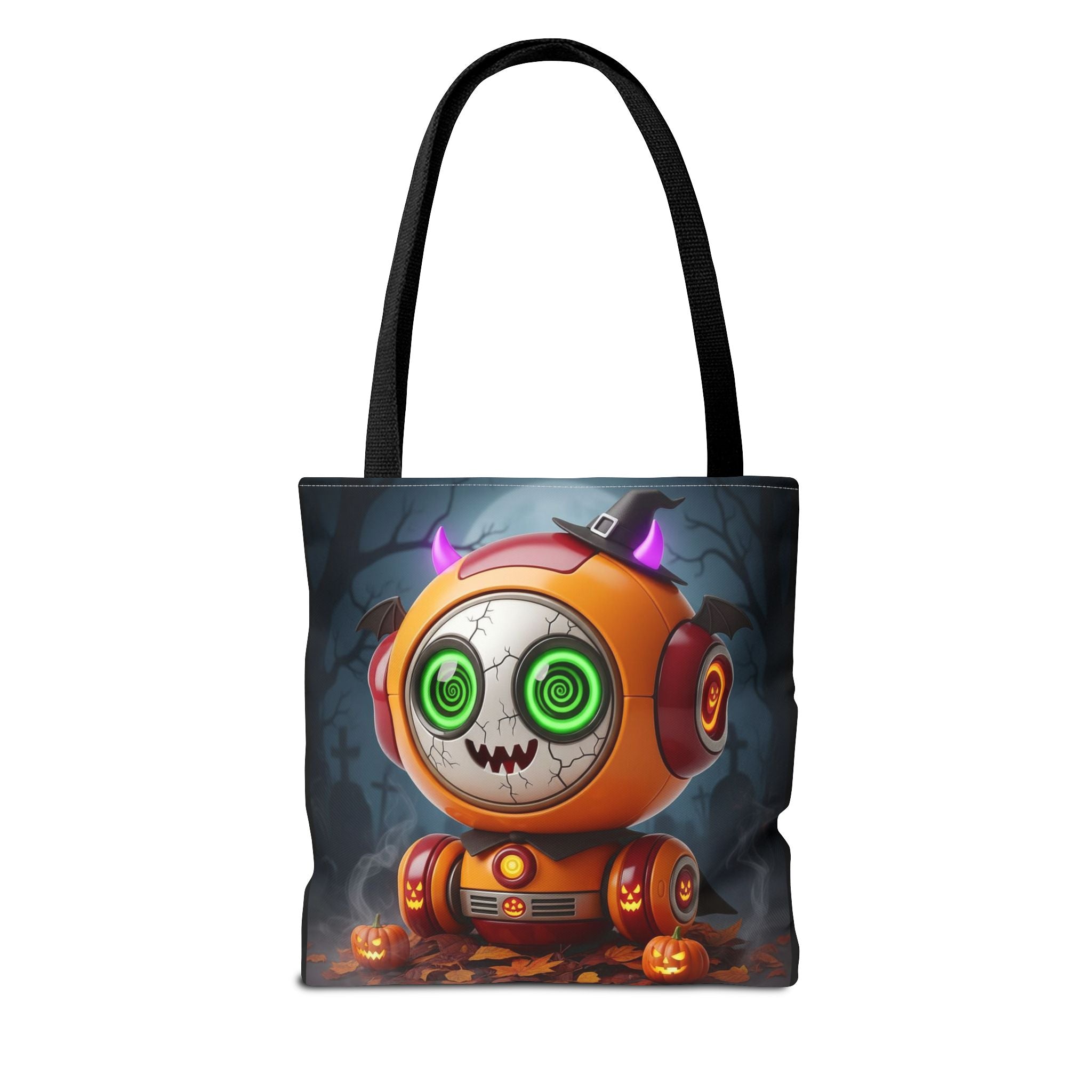 Spooky Robot Tote Bag - Halloween Vibes, Trick or Treat, Gift Bag, Eco-friendly, Everyday Use, Festive Shopping