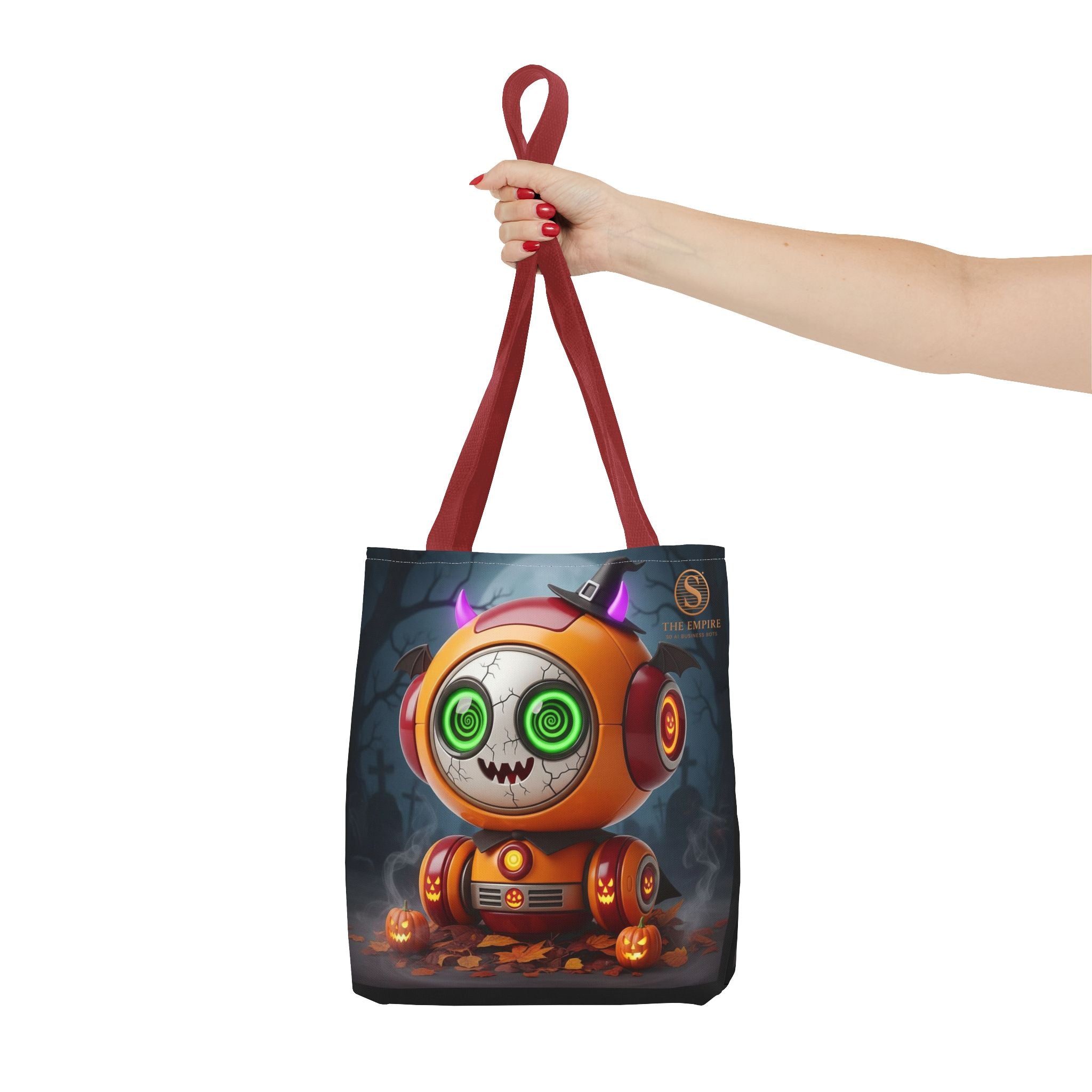 Spooky Robot Tote Bag - Halloween Vibes, Trick or Treat, Gift Bag, Eco-friendly, Everyday Use, Festive Shopping