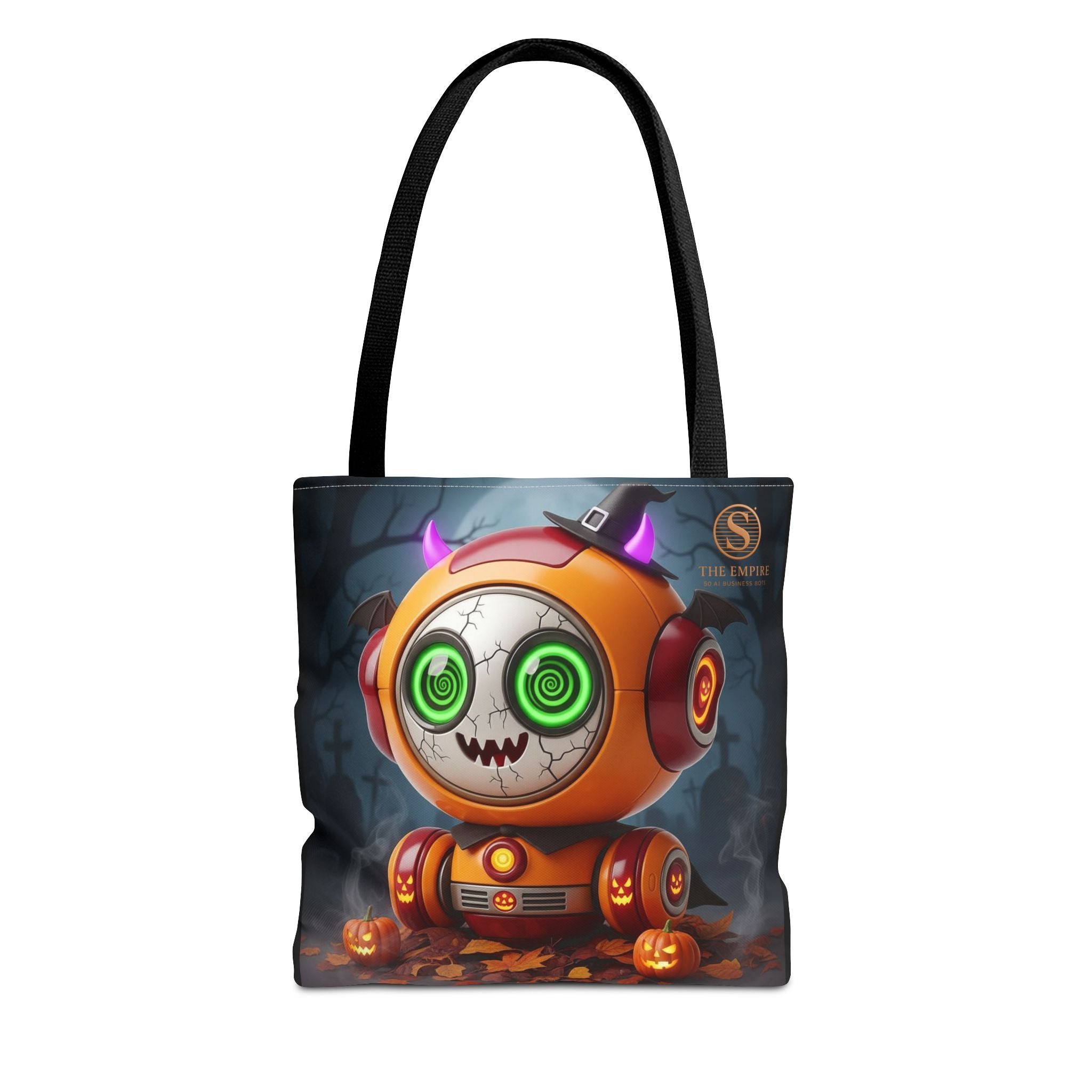 Spooky Robot Tote Bag - Halloween Vibes, Trick or Treat, Gift Bag, Eco-friendly, Everyday Use, Festive Shopping