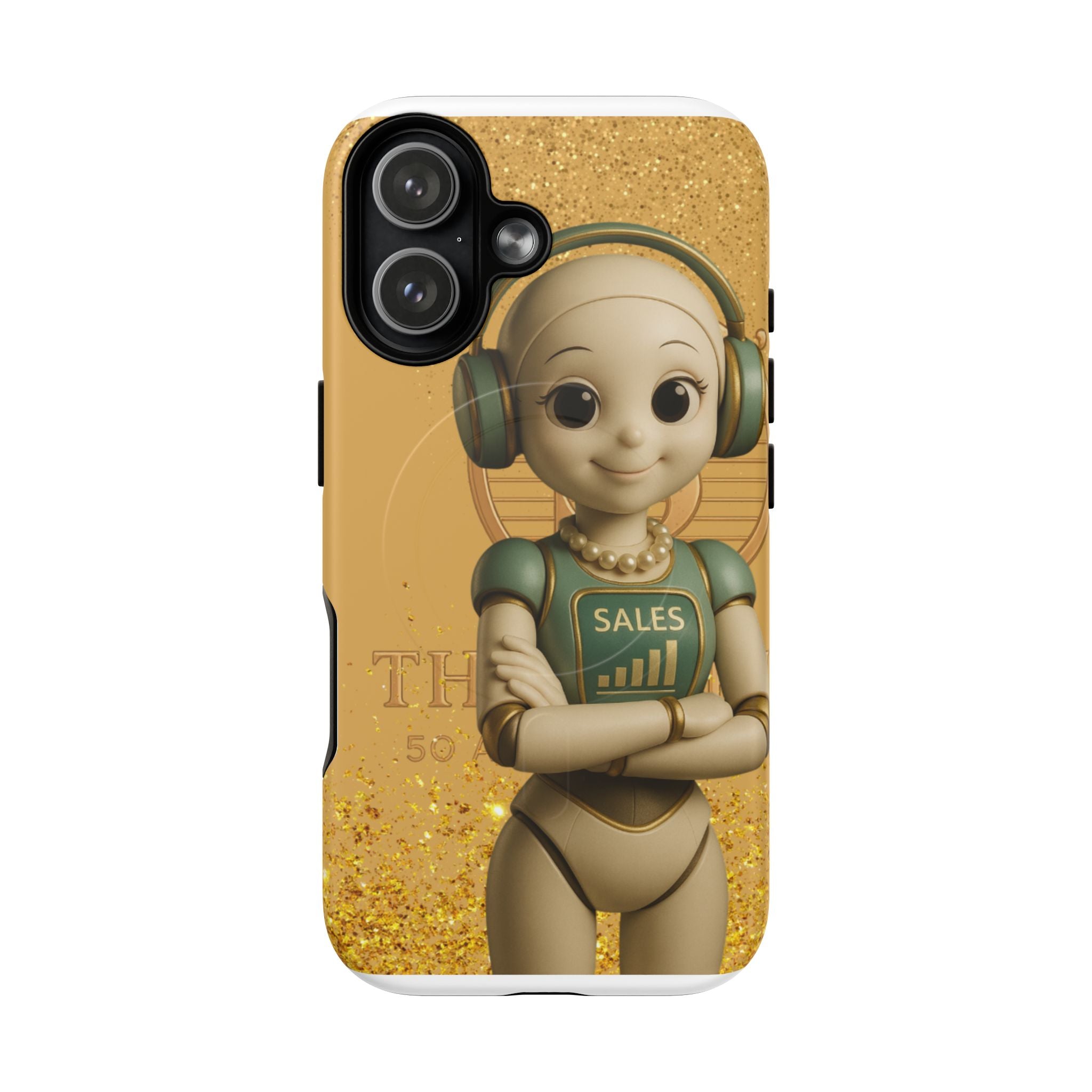 Stylish Tough Magnetic Phone Case with Sales Robot Design, Fun Gift for Tech Lovers, Special Occasion, Unique Accessory