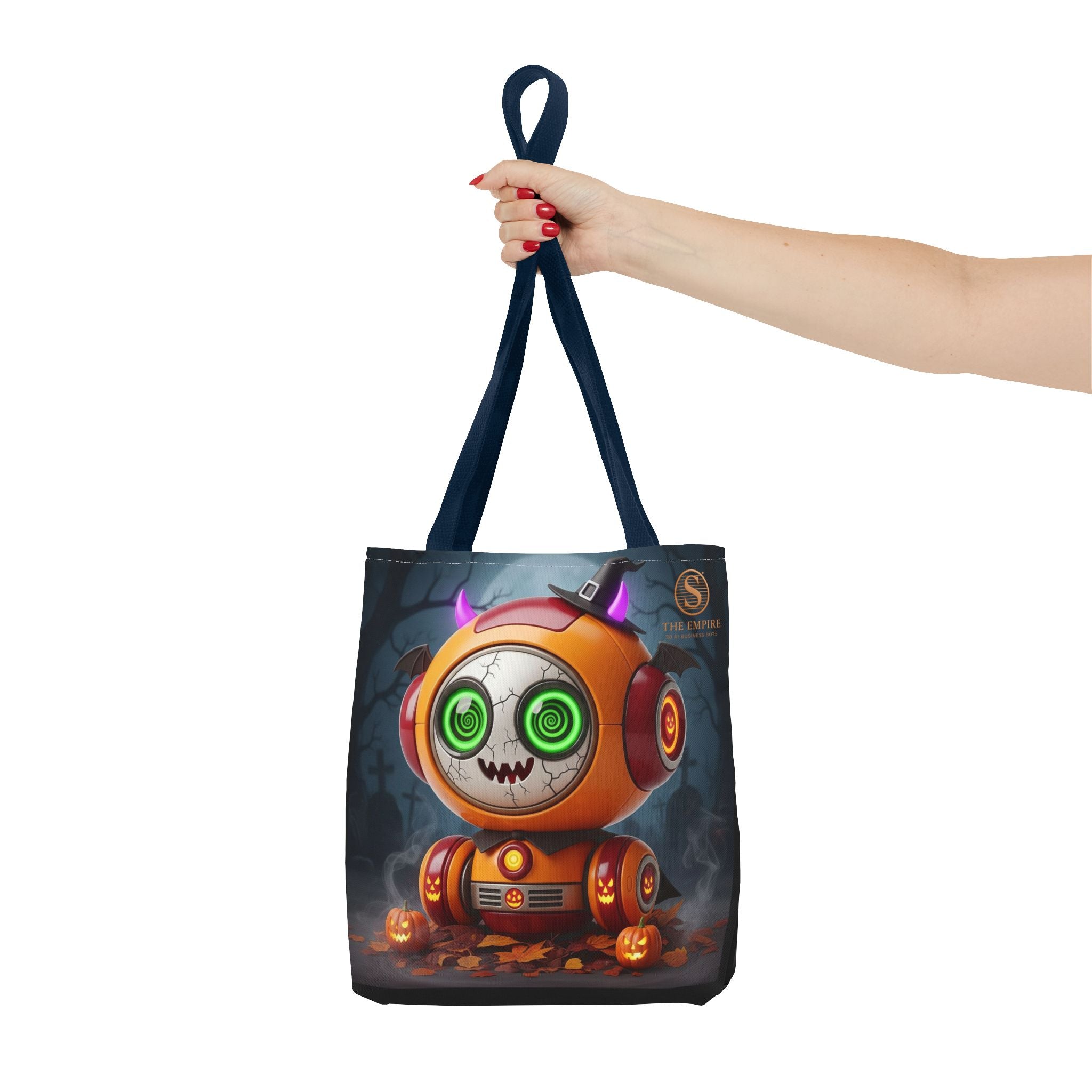 Spooky Robot Tote Bag - Halloween Vibes, Trick or Treat, Gift Bag, Eco-friendly, Everyday Use, Festive Shopping
